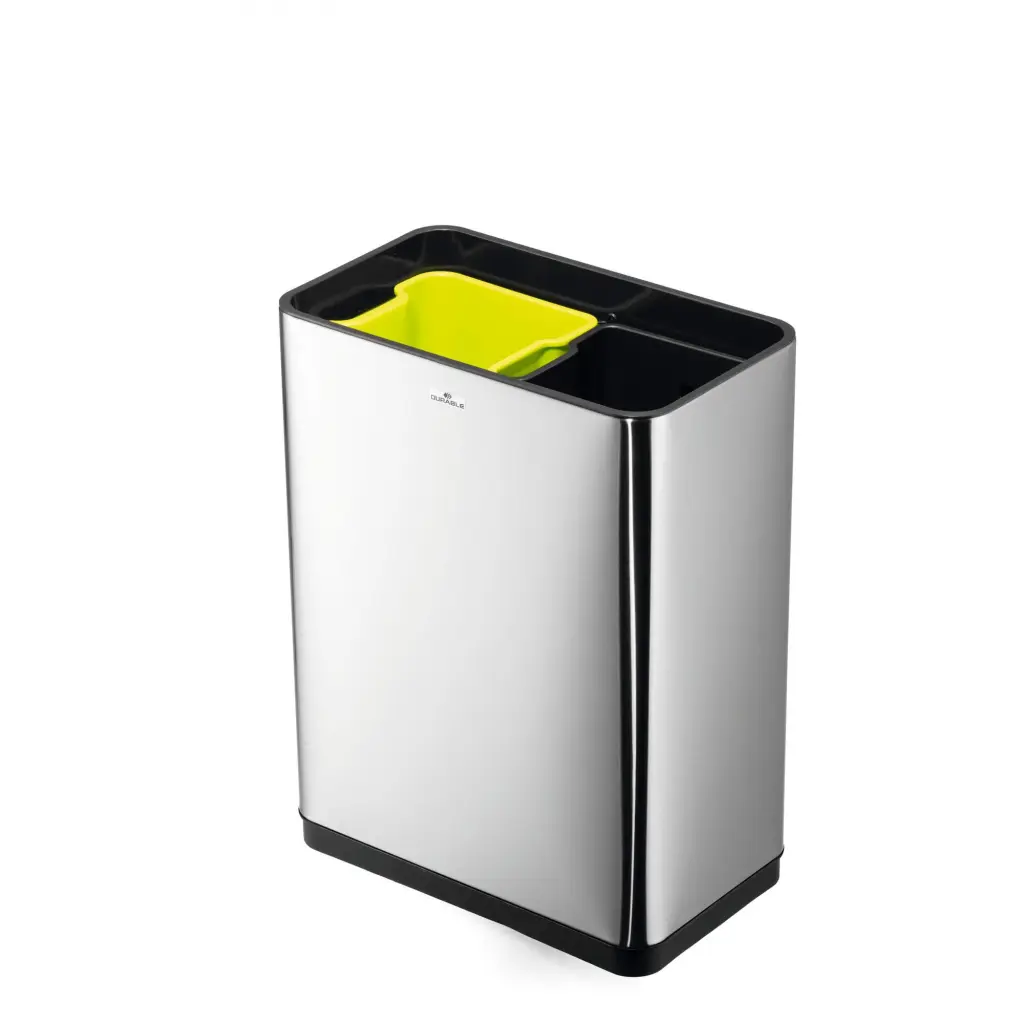 Durable NO TOUCH DUO Sensor Waste Bin 2 x 20L Capacity Silver - 342423