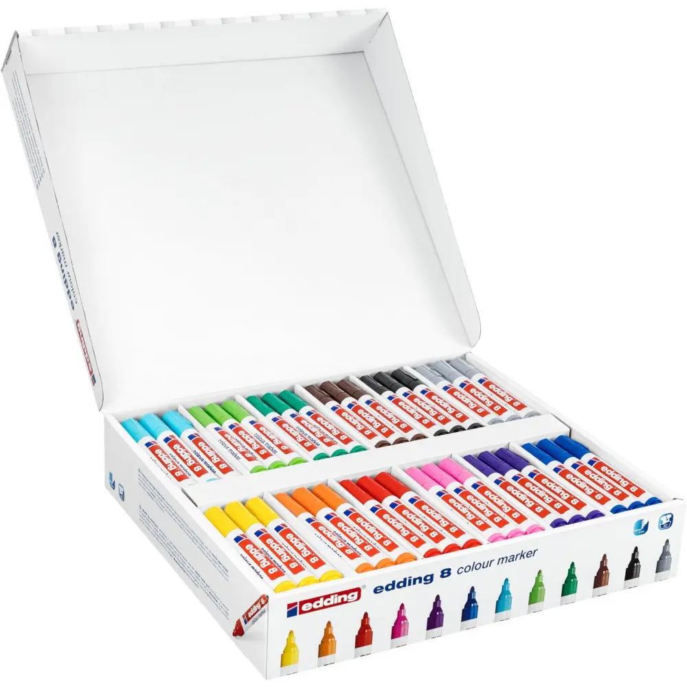 edding 8 Colour Marker Assorted Colours Classpack (Pack 144) - 4-51910