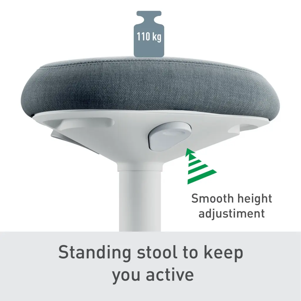 Leitz Ergo Active Standing Stool With Comfort Seat Light Grey - 65450085