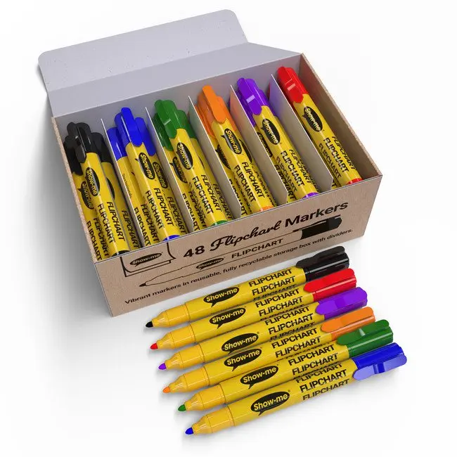 Show-me Premium Flipchart Markers Bullet Tip Assorted colours (Pack 48) - FCM48A