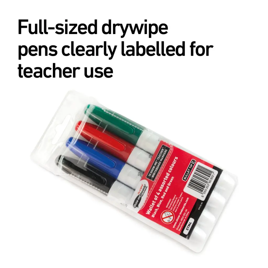 Show-me Teacher Drywipe Marker Assorted Colours (Pack 10) - STM4