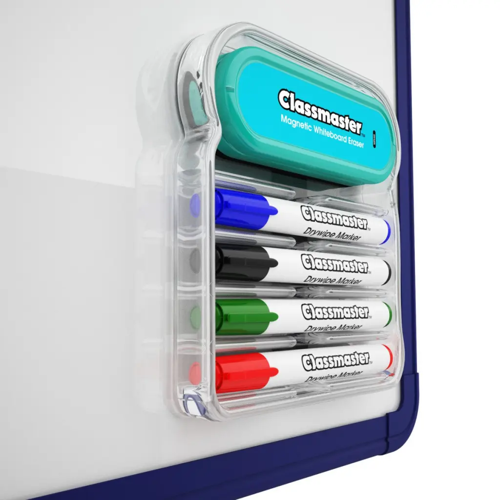 Classmaster Magnetic Whiteboard Organiser with Magnetic Eraser Includes 4 Classmaster Pens in Blue Black Black And Green  - MPHK