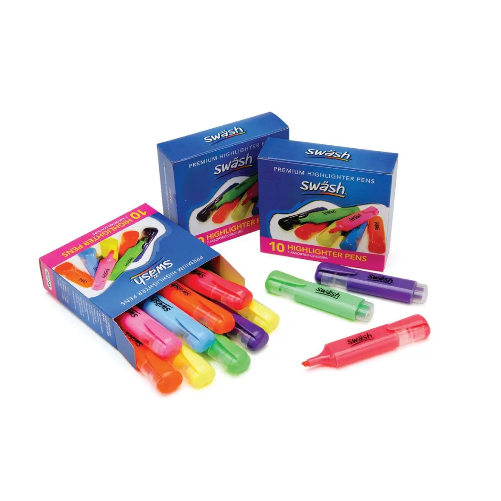 Swash Premium Highlighters Assorted Colours (Pack 10) - HLP10A