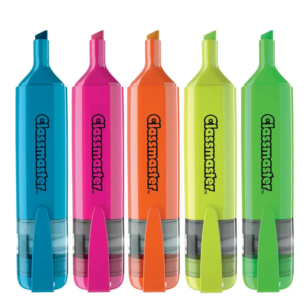 Classmater Highlighters Class Pack contains 24 Yellow and  6 of each Green Pink Blue and Orange (Pack 48)  - HG48AC