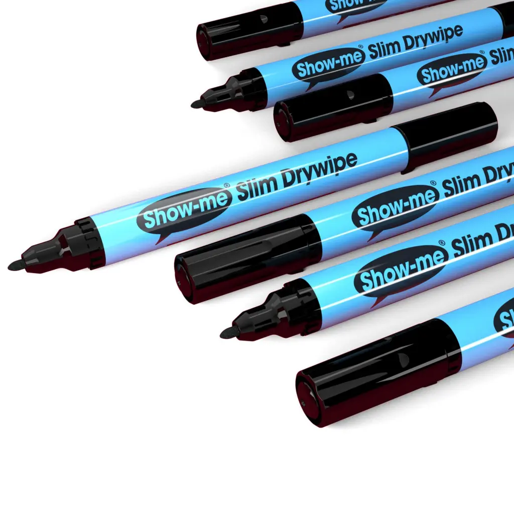 Show-me Drywipe Marker Fine Tip Slim Barrel Black (Pack 200) - FP200