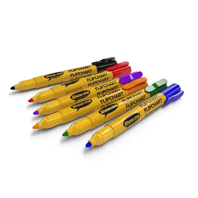 Show-Me Premium Flipchart Marker Bullet Tip Assorted Colours (Pack 6) - FCM6A