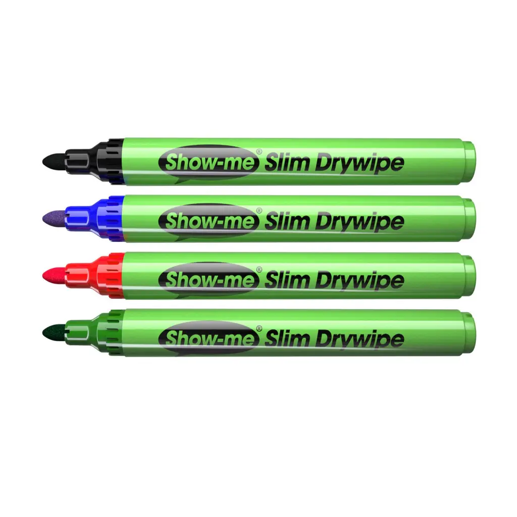 Show-me Drywipe Marker Medium Tip Slim Barrel Assorted Colours (Pack 48) - CP48A