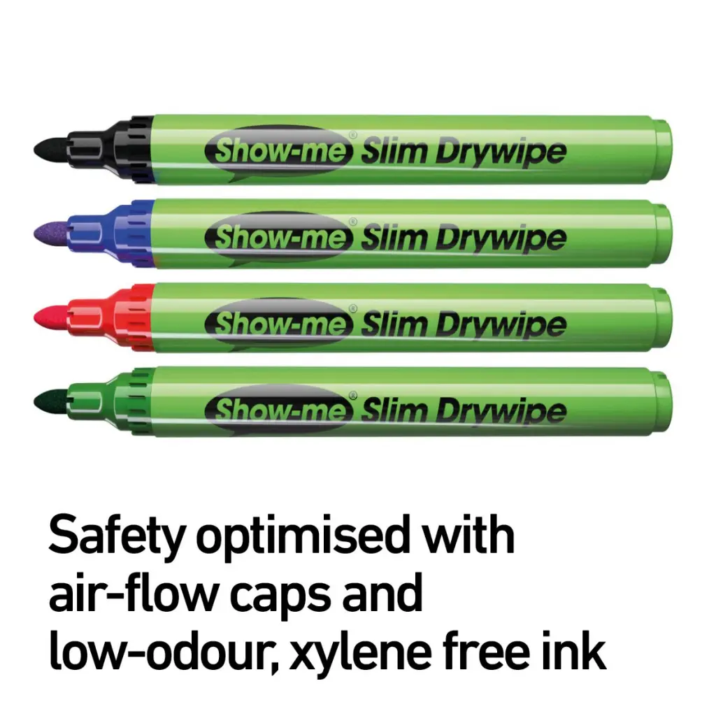 Show-me Drywipe Marker Medium Tip Slim Barrel Assorted Colours (Pack 48) - CP48A