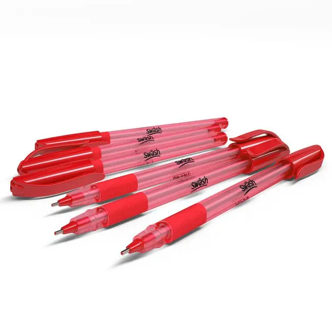 Swash Premium Triangular Medium Tip Ballpoint Pens Red Plus 3 FREE Green Ballpoint Pens (Pack 40+3 FREE) - BBT40RD