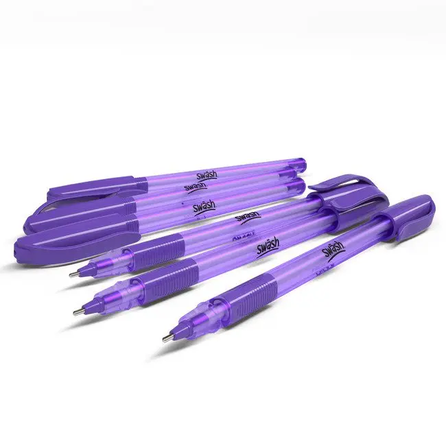 Swash Premium Triangular Medium Tip Ballpoint Pens Purple Plus 3 FREE Green Ballpoint Pens (Pack 40+3 FREE) - BBT40PUR