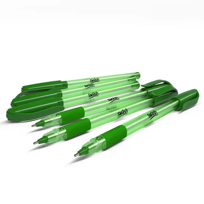 Swash Premium Triangular Medium Tip Ballpoint Pens Green Plus 3 FREE Purple Ballpoint Pens (Pack 40+3 FREE) - BBT40GN