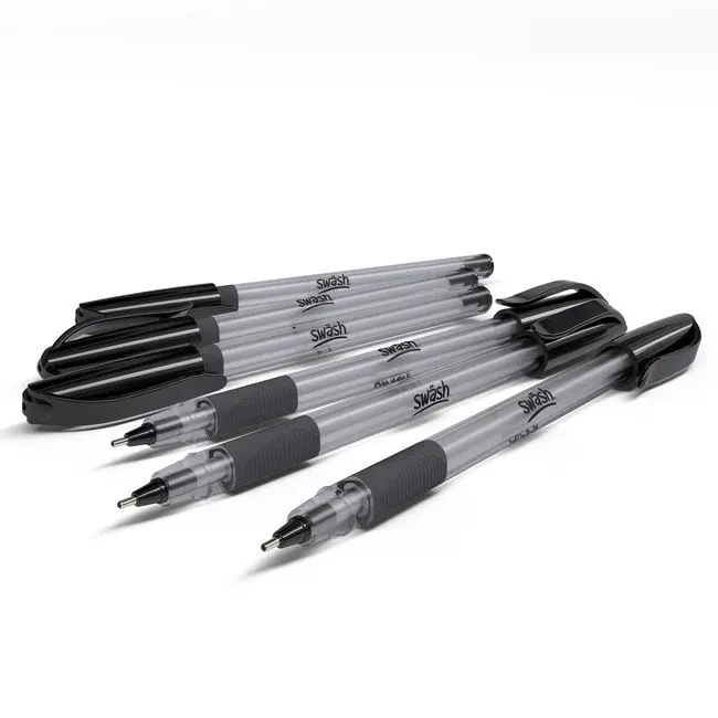 Swash Premium Triangular Medium Tip Ballpoint Pens Black Plus 3 FREE Purple Ballpoint Pens (Pack 40+3 FREE) - BBT40BK