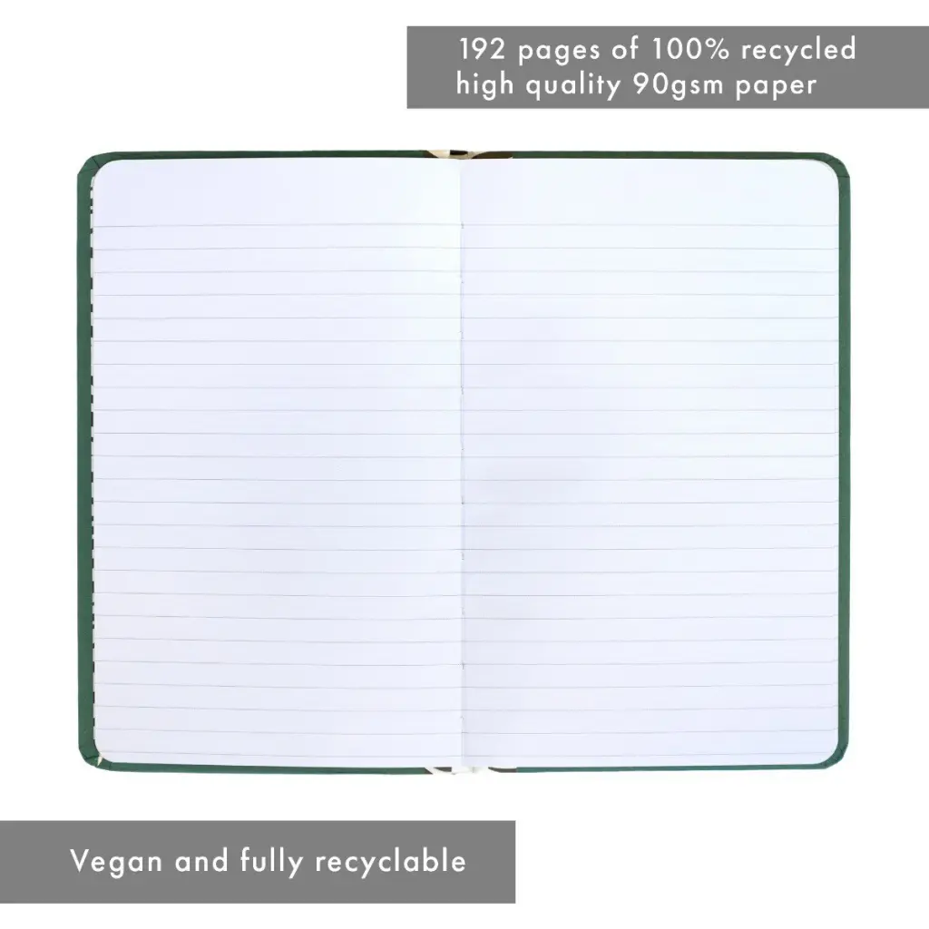 Pukka Planet Casebound Notebook 134 x 215mm 192 8mm Ruled 90gsm Pages Leaf It With Me - 9765-SPP