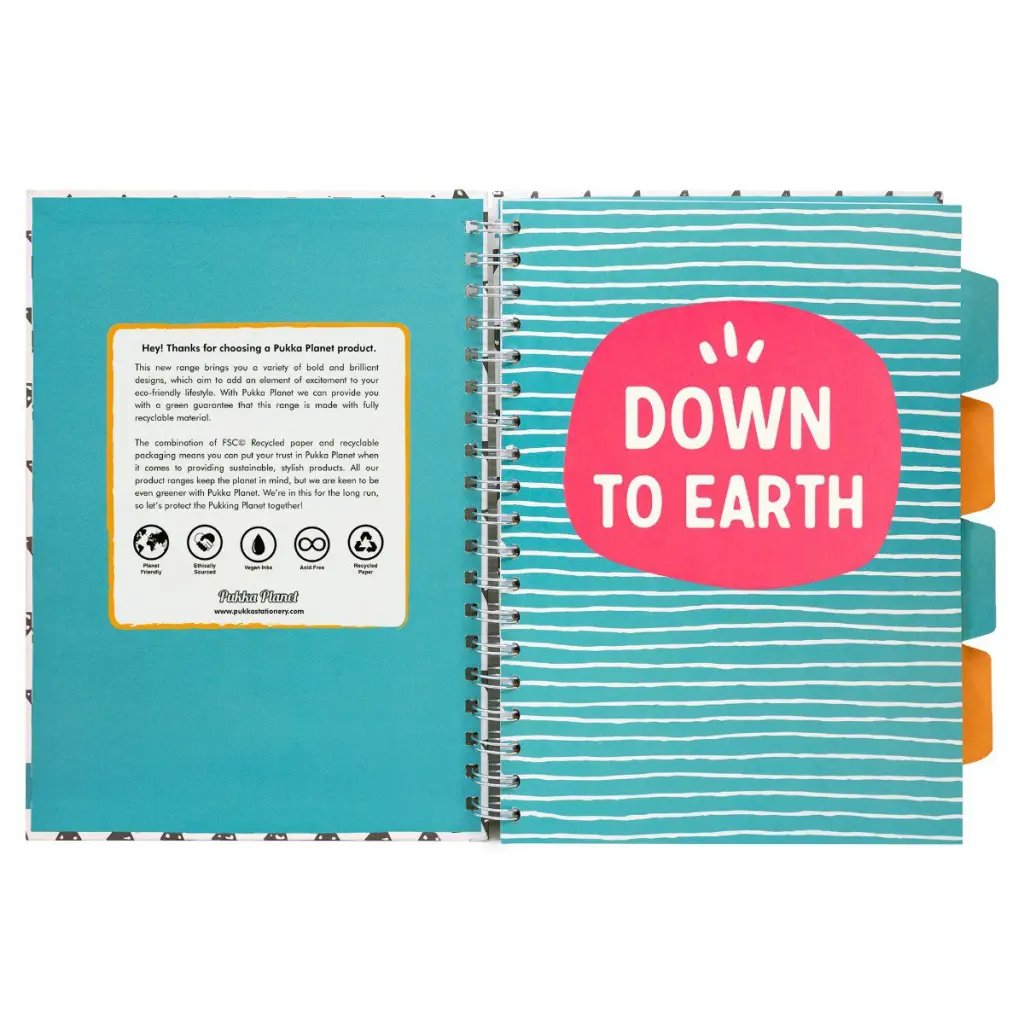 Pukka Planet Project Book B5 Wirebound 200 Feint Ruled Recycled 80gsm Pages Assorted Designs (Pack 2) - 9763-SPP