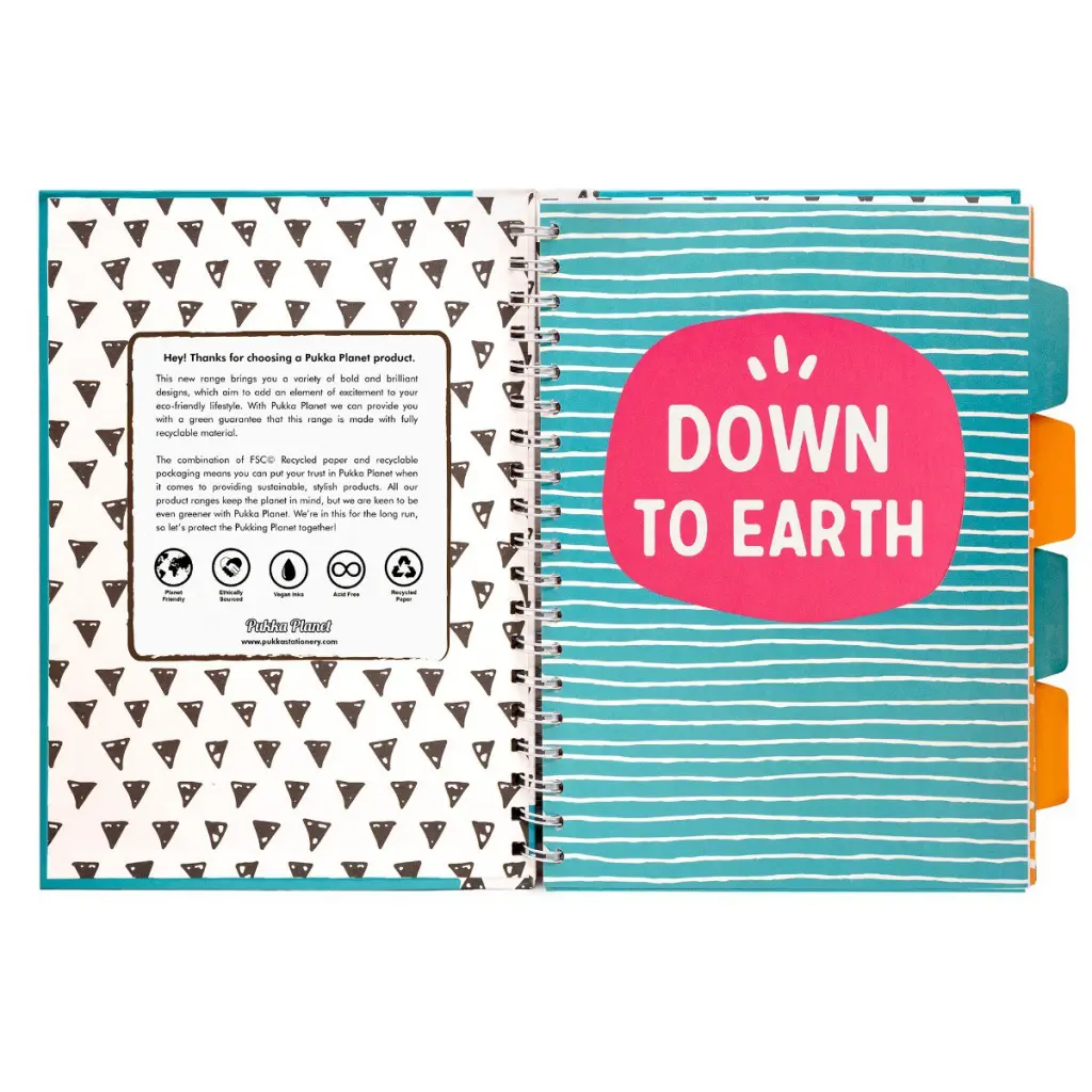 Pukka Planet Project Book B5 Wirebound 200 Feint Ruled Recycled 80gsm Pages Assorted Designs (Pack 2) - 9763-SPP