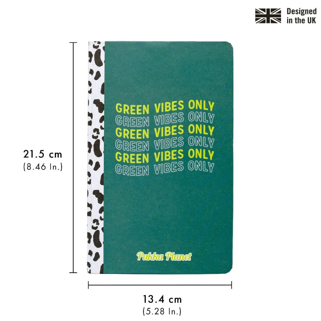 Pukka Planet Casebound Notebook 134 x 215mm 192 8mm Ruled 90gsm Pages Green Vibes Only - 9704-SPP