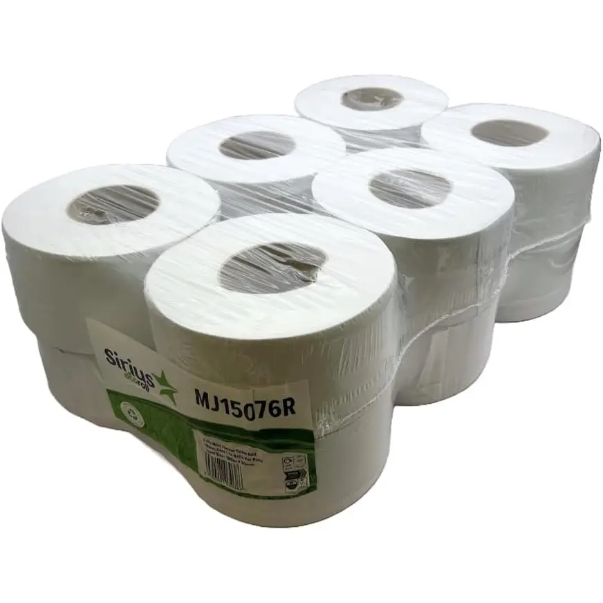 ValueX Mini Jumbo Toilet Rolls 100% Recycled 2Ply 76mm Core L 150m White (Pack 12) - MJ15076R