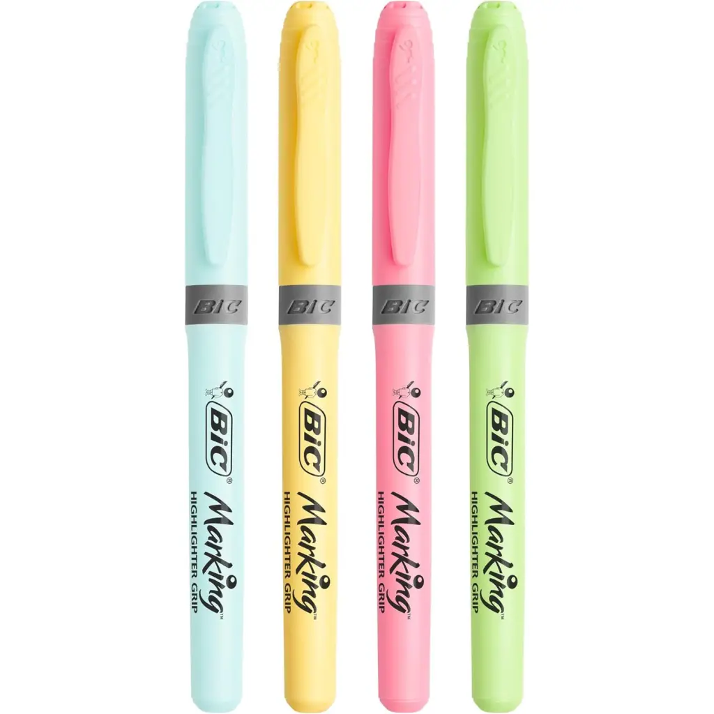 Bic Tank Highlighters Chisel Tip 1.2mm Pastel Yellow Pink Green & Blue Colours (Pack 4) - 517953