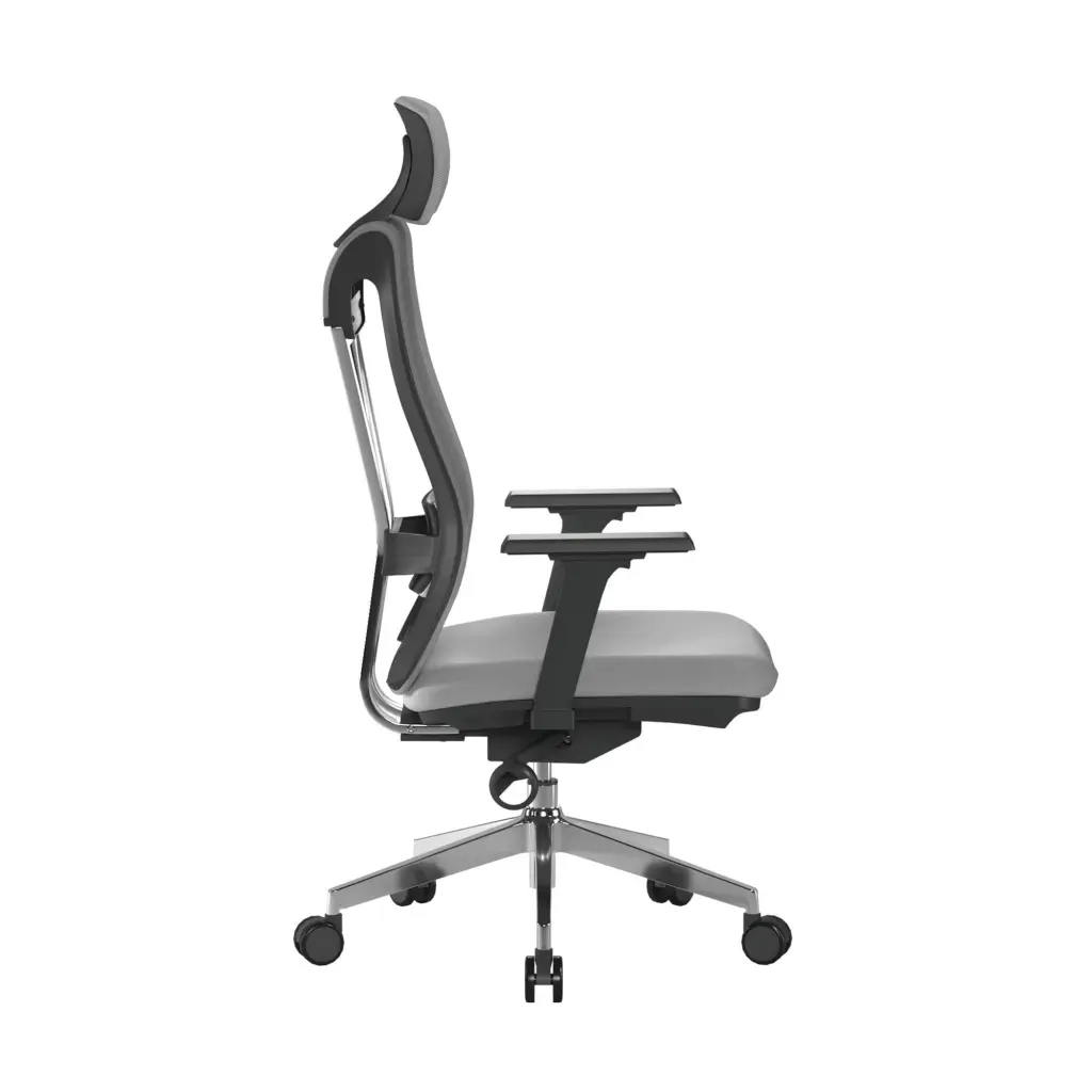 Nautilus Designs Moritz High Back Mesh Ergonomic Executive Chair With Adjustable Arms & Headrest Grey - Certified for 24 Hour Use - BCM/M355/GY