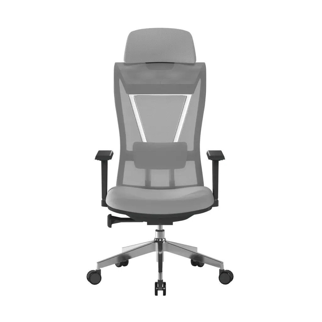 Nautilus Designs Moritz High Back Mesh Ergonomic Executive Chair With Adjustable Arms & Headrest Grey - Certified for 24 Hour Use - BCM/M355/GY