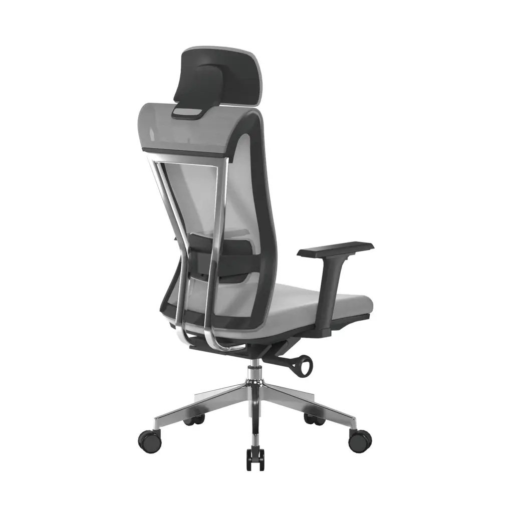 Nautilus Designs Moritz High Back Mesh Ergonomic Executive Chair With Adjustable Arms & Headrest Grey - Certified for 24 Hour Use - BCM/M355/GY