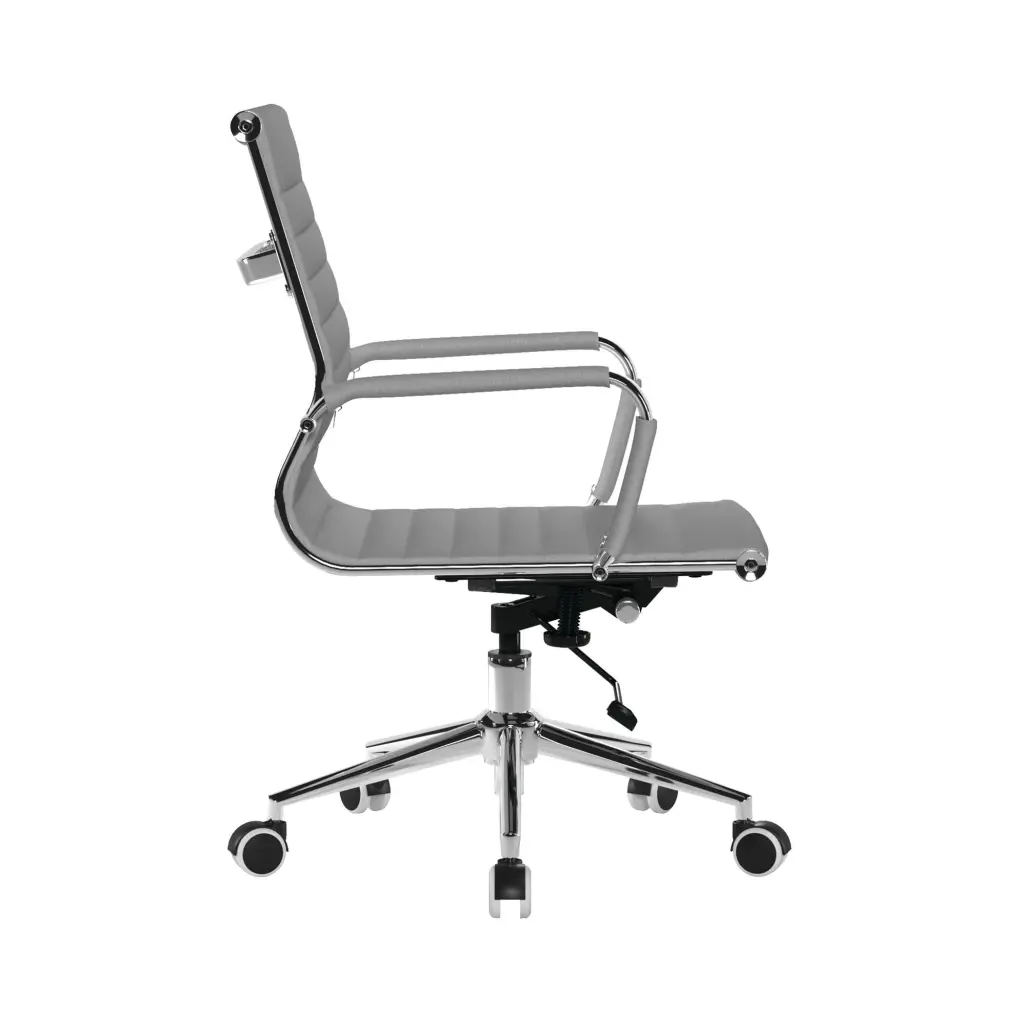 Nautilus Designs Aura Contemporary Medium Back Fabric Executive Office Chair With Fixed Arms and Chrome Base Grey - BCF/8003/GY