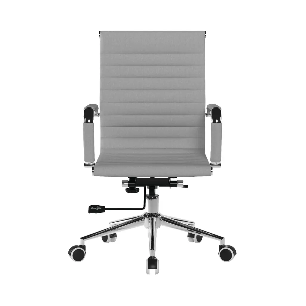 Nautilus Designs Aura Contemporary Medium Back Fabric Executive Office Chair With Fixed Arms and Chrome Base Grey - BCF/8003/GY