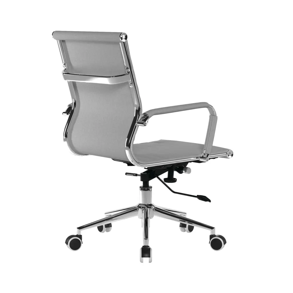 Nautilus Designs Aura Contemporary Medium Back Fabric Executive Office Chair With Fixed Arms and Chrome Base Grey - BCF/8003/GY