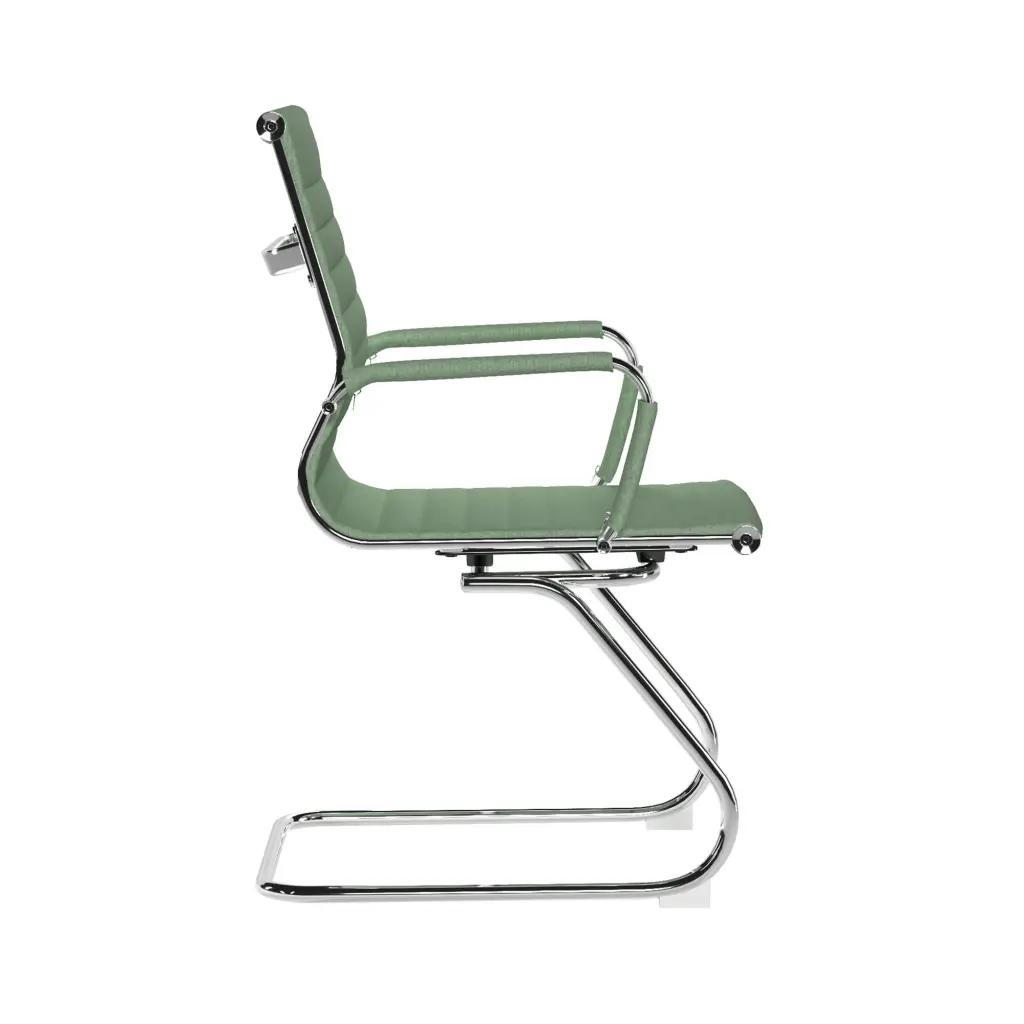 Nautilus Designs Aura Contemporary Medium Back Fabric Executive Cantilever Visitor Chair With Fixed Arms and Chrome Base Green - BCF/8003AV/GN