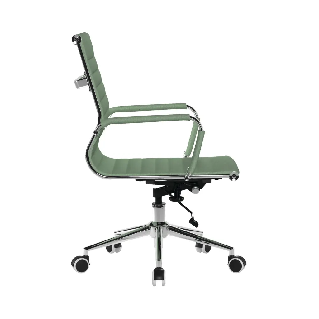 Nautilus Designs Aura Contemporary Medium Back Fabric Executive Office Chair With Fixed Arms and Chrome Base Green - BCF/8003/GN