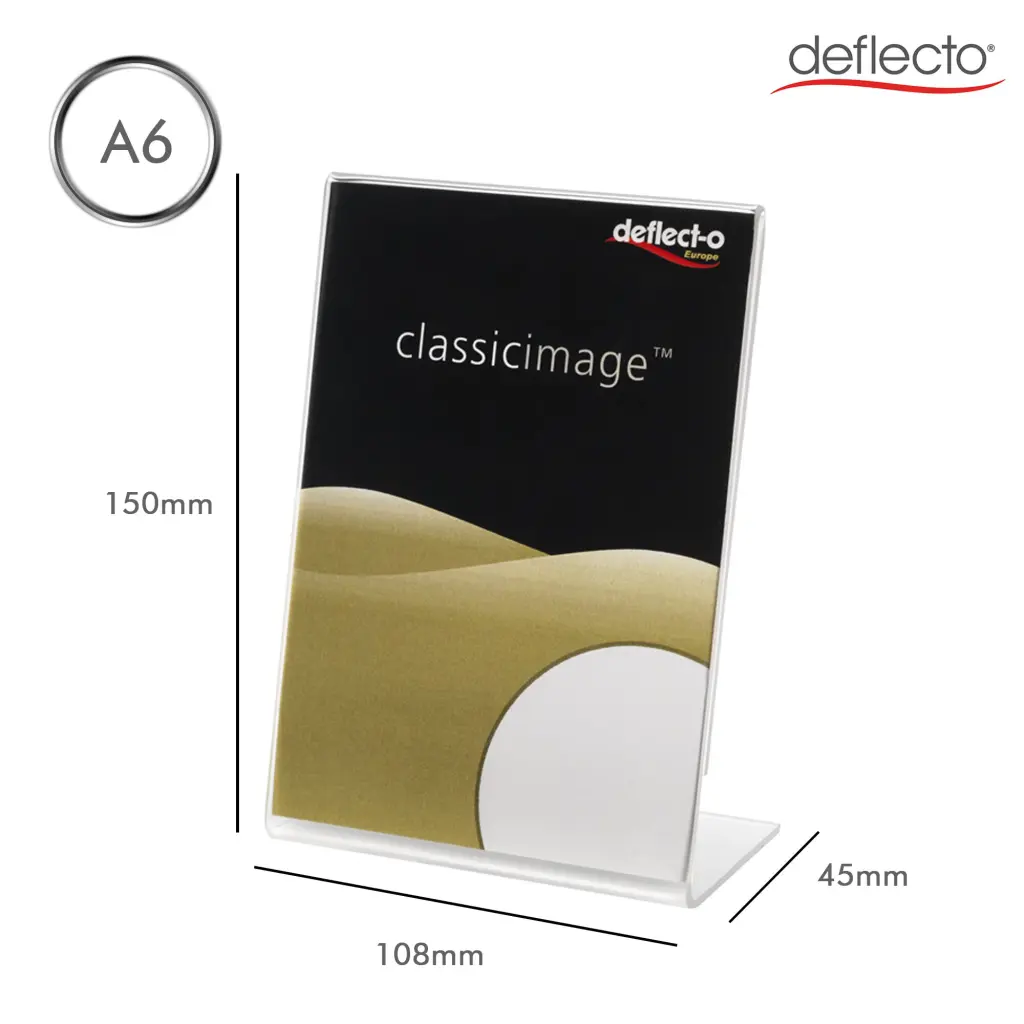 Deflecto A6 Portrait Slanted Literature Display Sign Holder Crystal Clear - 684101