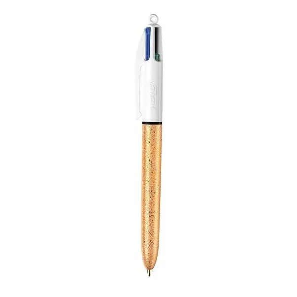 Bic 4 Colours Party Champagne Effect Barrel Ballpoint Pen 1.0mm Tip 0.32mm Line Black/Blue/Green/Red Ink (Pack 12) - 992701