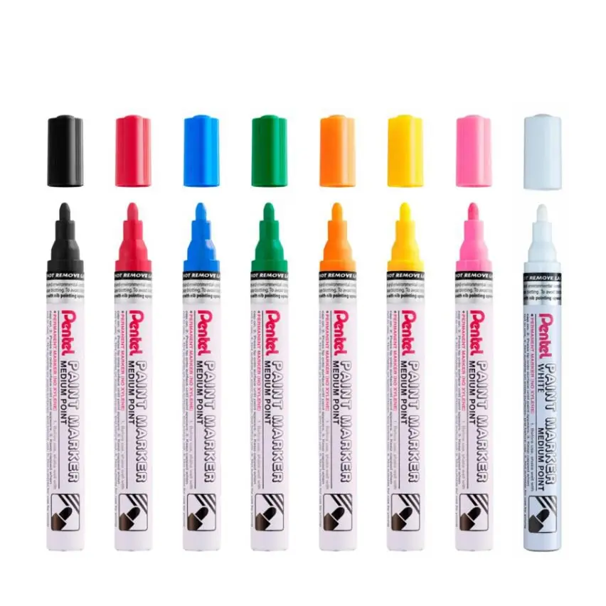 Pentel Paint Marker Medium Bullet Tip Assorted Metallic Colours (Pack 8) - YMMP10/8MET-M