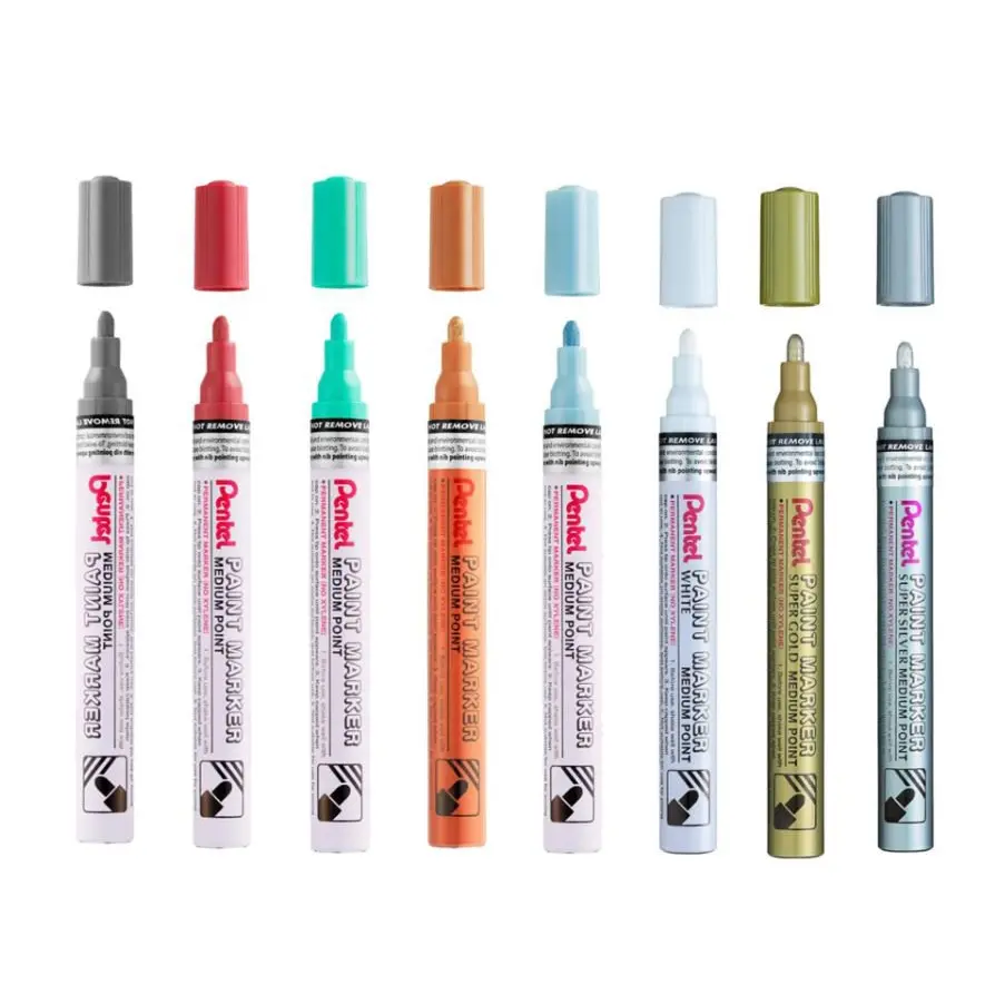 Pentel Paint Marker Medium Bullet Tip Assorted Classic Colours (Pack 8) - YMMP10/8-M