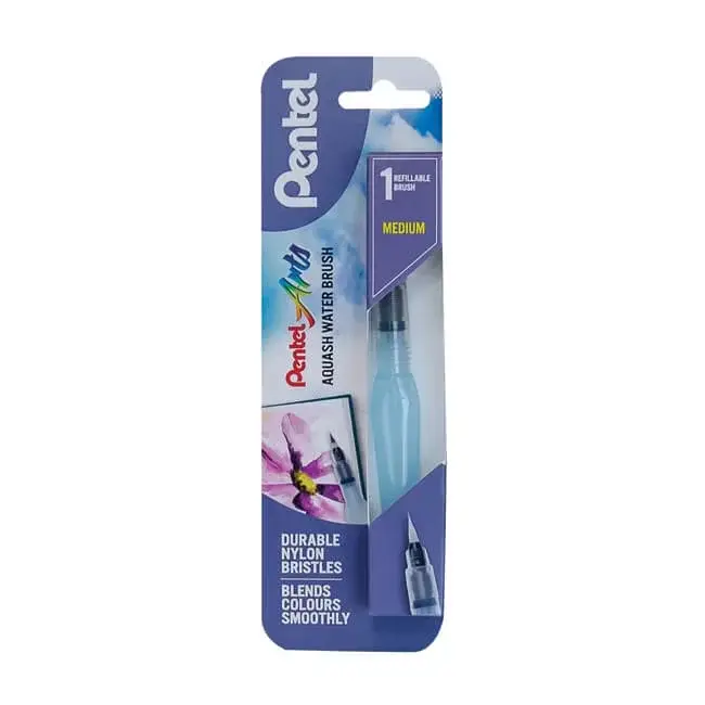 Pentel Arts Aquash Water Brush Medium Tip Single Blister Card (Pack 1) - XFRH/M