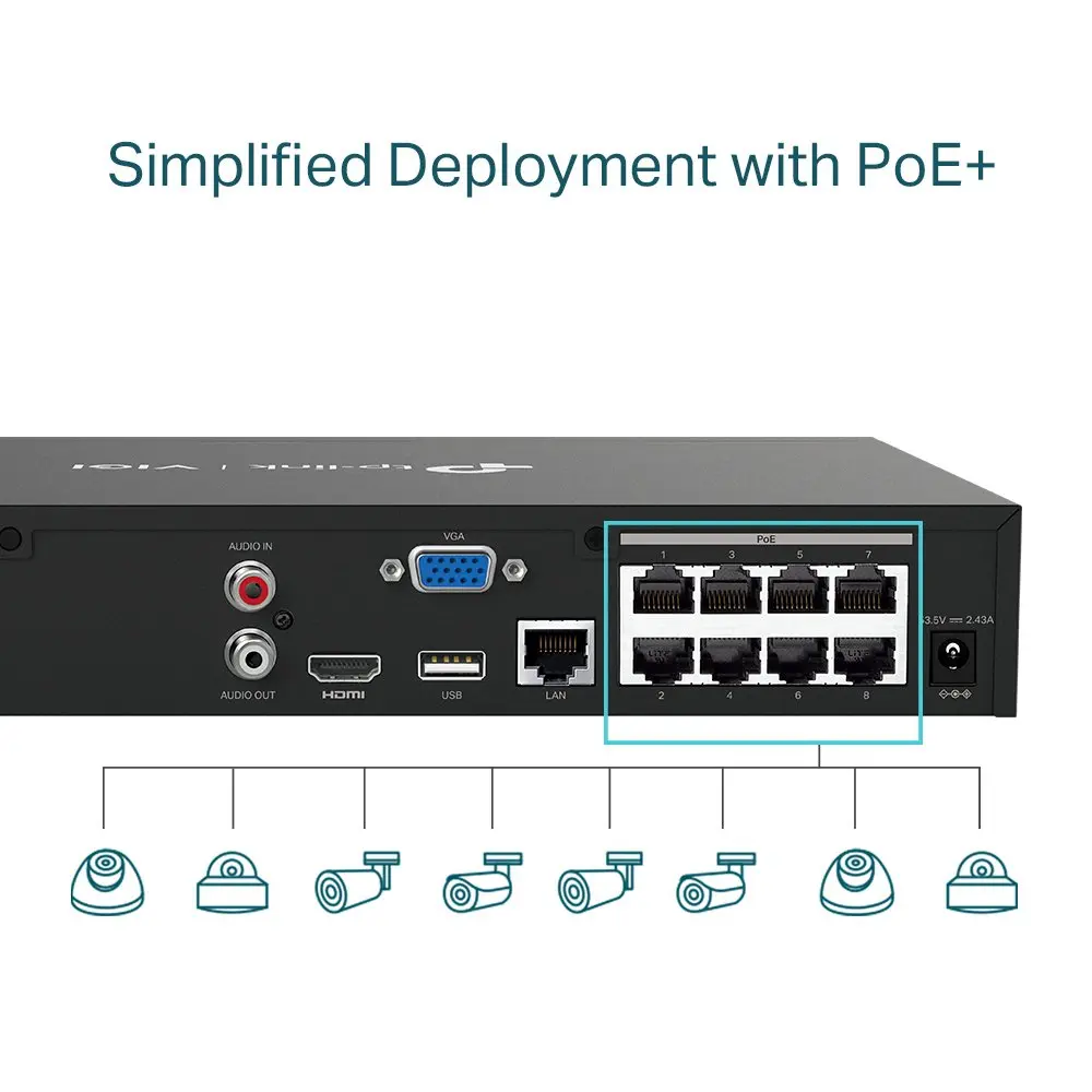 TP-Link VIGI 8 Channel PoE Plus Network Video Recorder