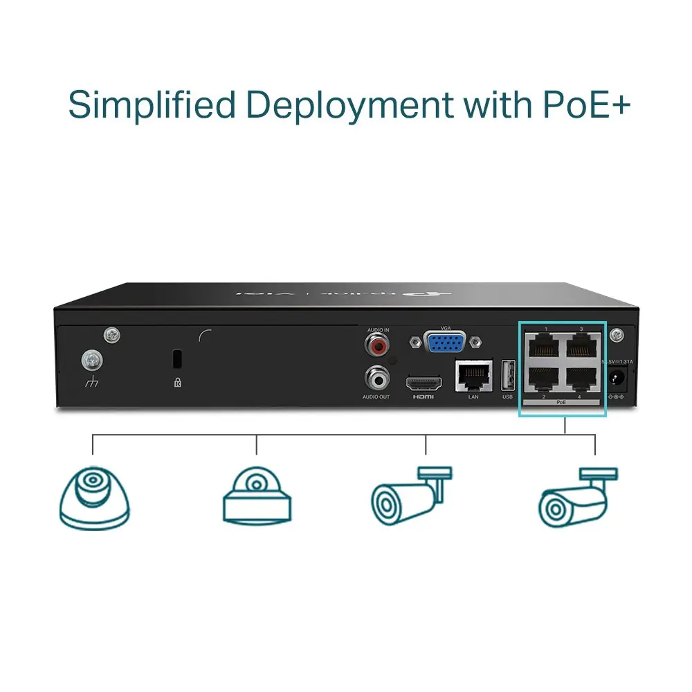 TP-Link VIGI 4 Channel PoE Plus Network Video Recorder