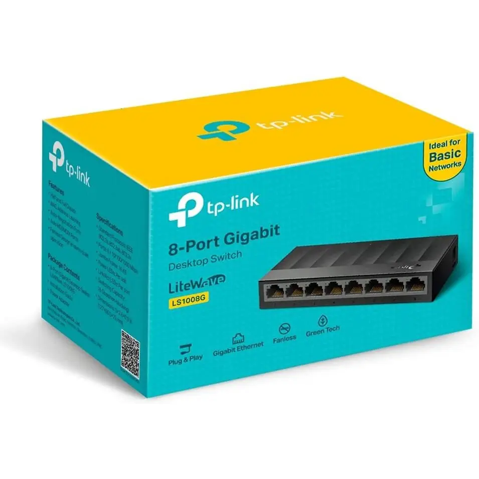 TP-Link LS1008G LiteWave 8 Port Unmanaged Gigabit Ethernet Desktop Switch