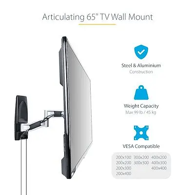 StarTech.com Articulating TV Wall Mount VESA Wall Mount supports 26 to 65 inch screens