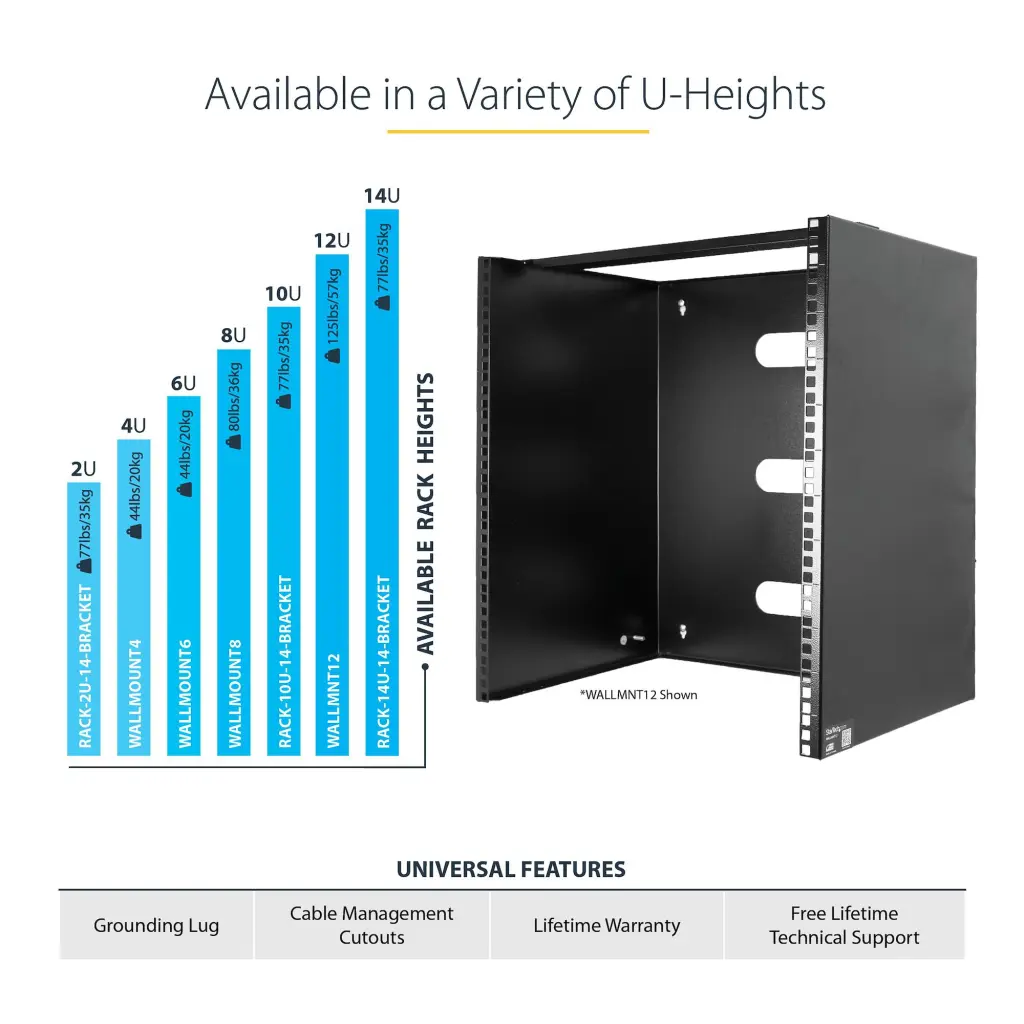 StarTech.com 4U Wall Mount Network Rack - 14 Inch Deep Low Profile 19 Inch Patch Panel Bracket