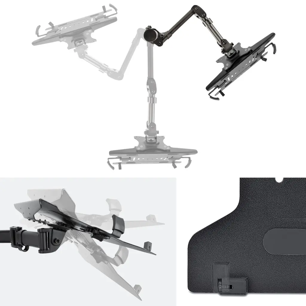 StarTech.com Monitor and Laptop Desk Mount for Displays Up to 34 Inches - Articulating VESA Laptop Tray Arm - Clamp / Grommet Mount