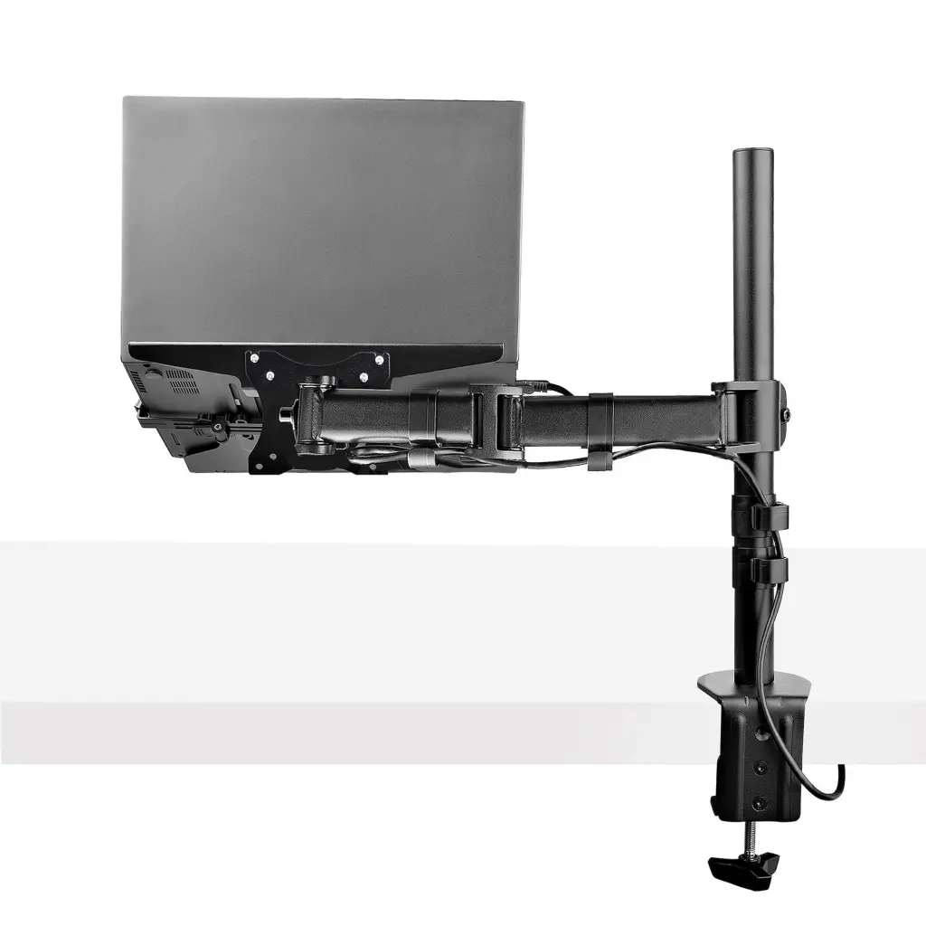 StarTech.com Monitor and Laptop Desk Mount for Displays Up to 34 Inches - Articulating VESA Laptop Tray Arm - Clamp / Grommet Mount