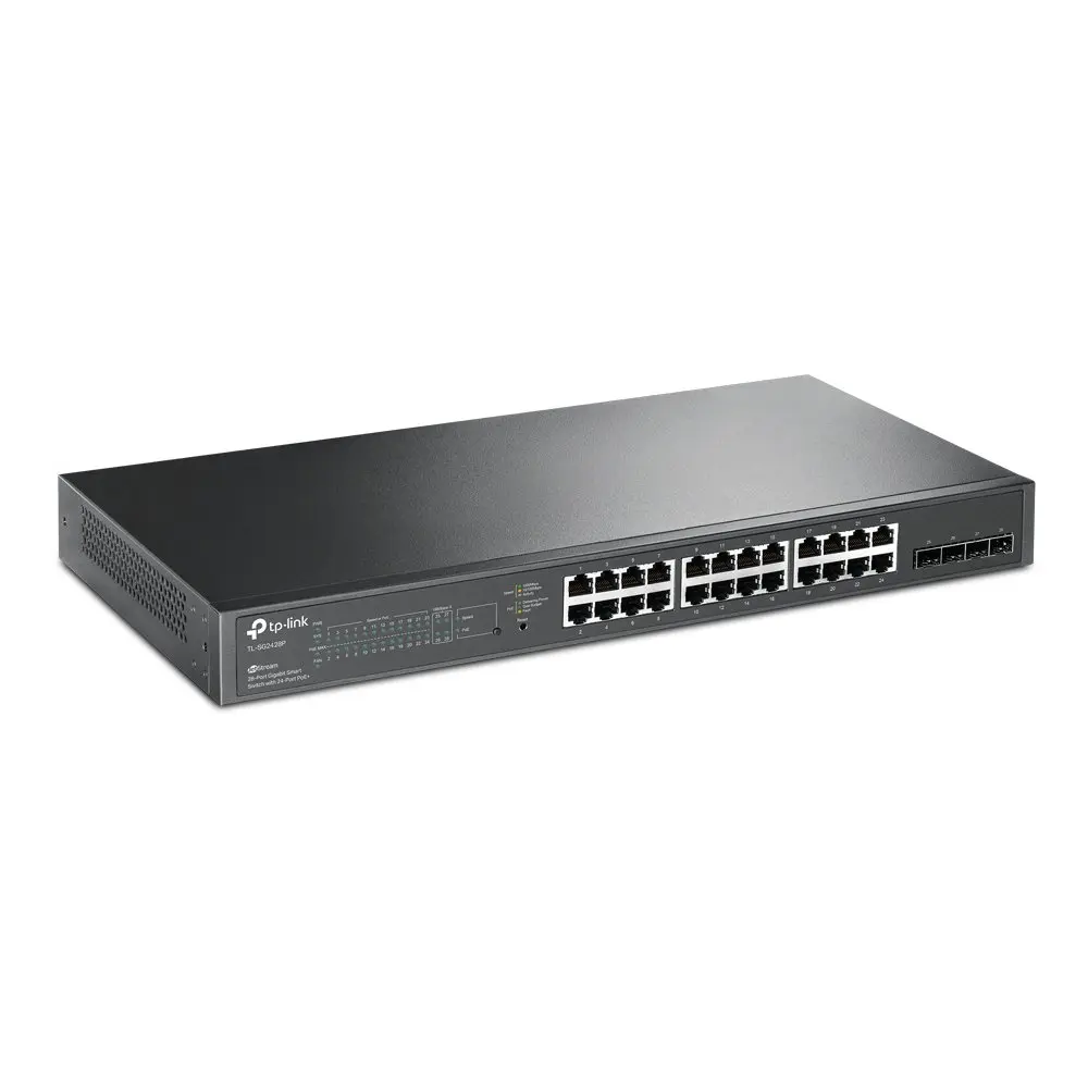 TP Link JetStream 28 Port Gigabit Smart Switch with 24 PoE Plus Ports