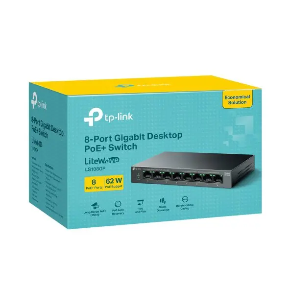 TP-Link LiteWave 8-Port Gigabit Desktop Switch with 8-Port PoE+