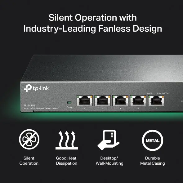 TP-Link SX105 5-Port 10G Multi-Gigabit Desktop Network Switch