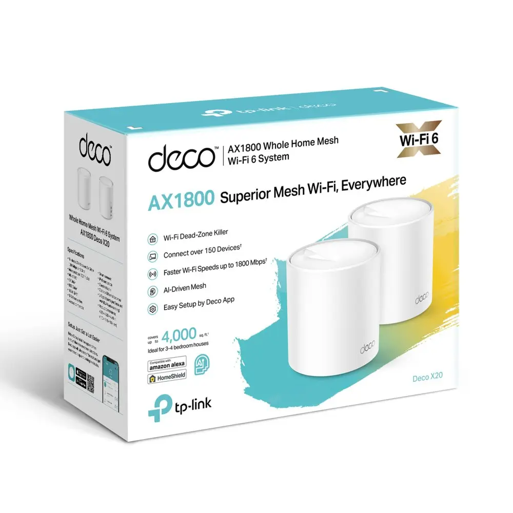 TP-Link Deco X20 Dual-Band AX1800 Whole Home Mesh Wi-Fi 6 System