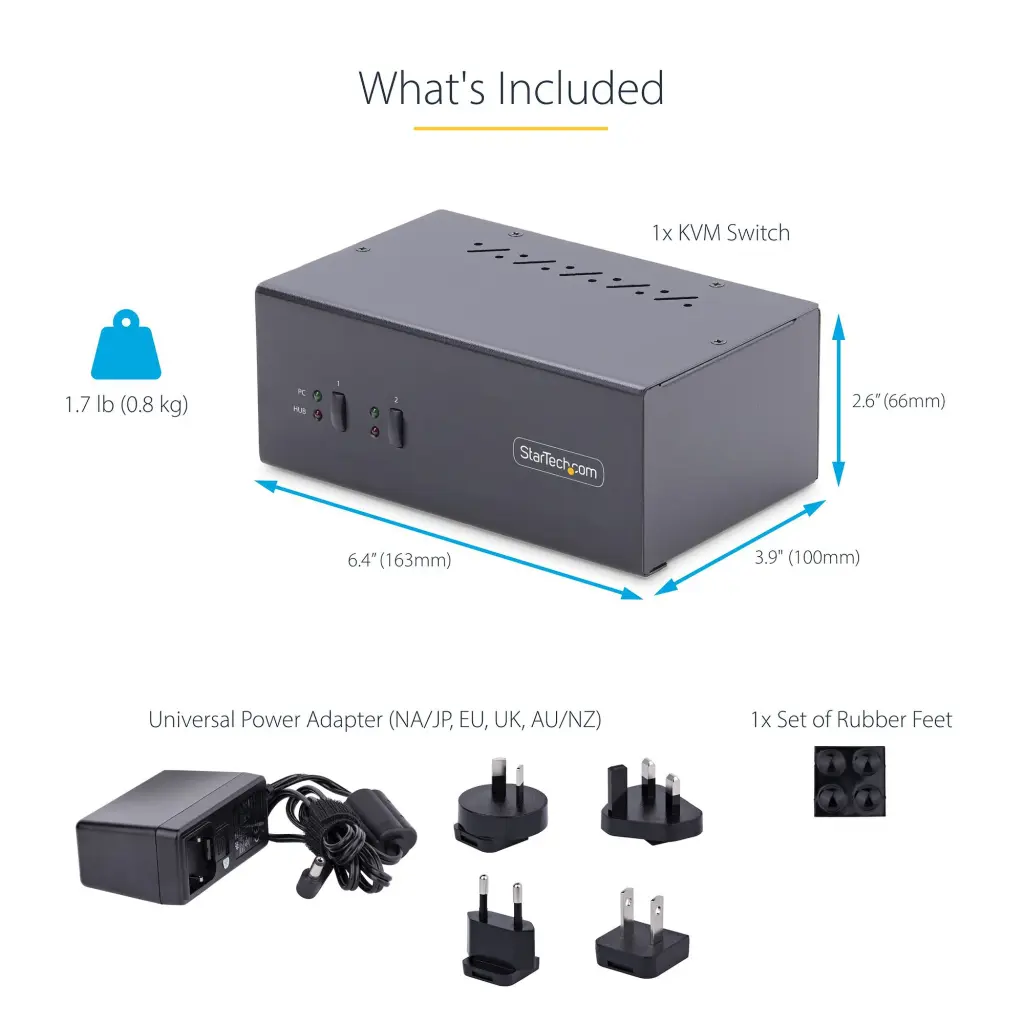 Startech.com 2 Port Dual Monitor DisplayPort KVM Switch 4K 60Hz 2xUSB