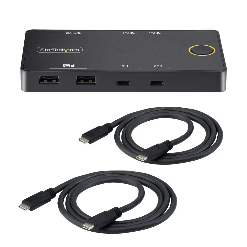 StarTech.com 2-Port USB-C KVM Switch with Passthrough Power Delivery