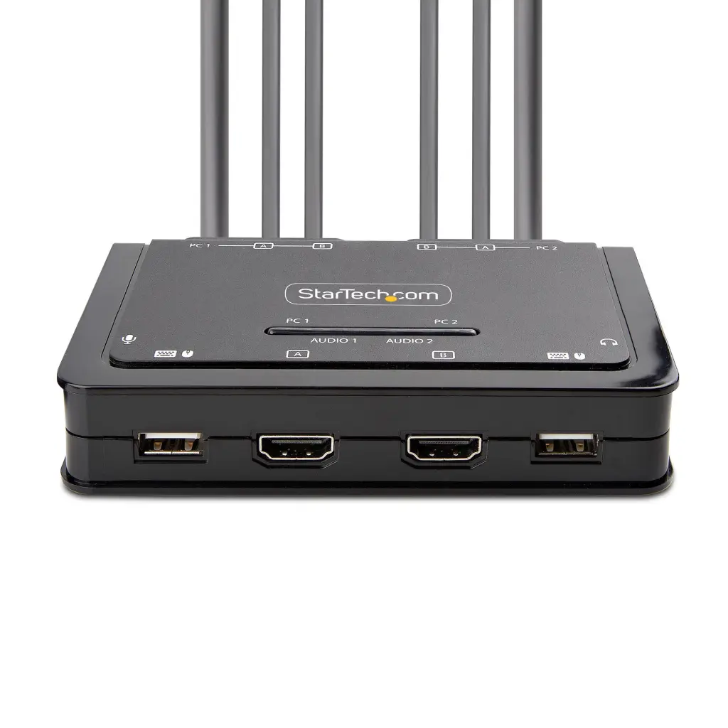 StarTech.com 2 Port Dual Monitor HDMI KVM Switch with 1.5m USB A HDMI Audio Integrated Cable