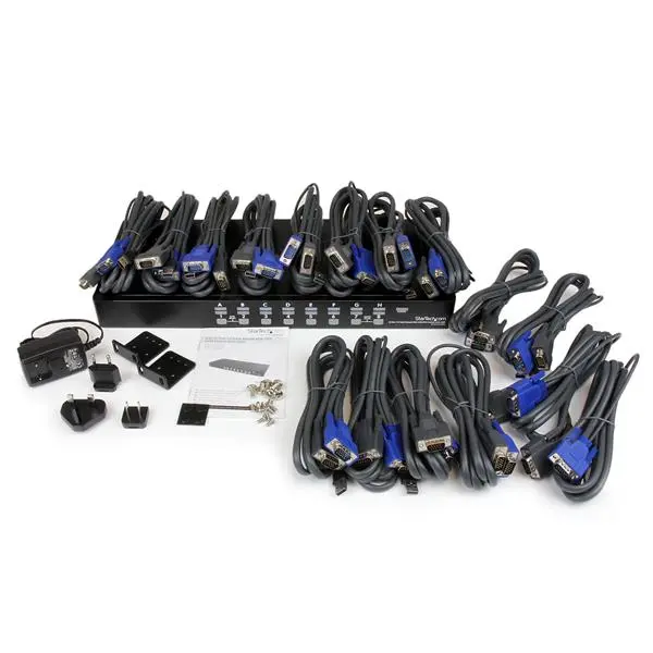 StarTech.com 16 Port 1U Rackmount USB KVM Switch Kit with OSD and Cables